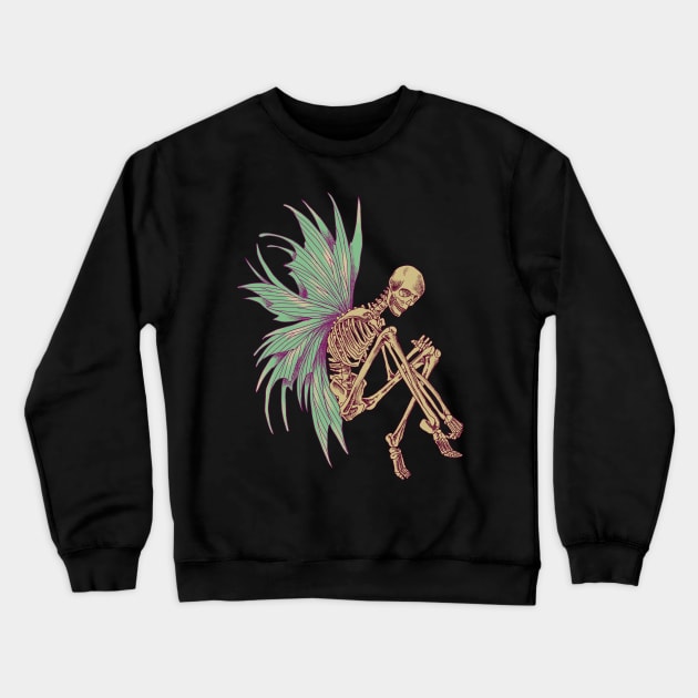 Fairycore - Skeleton with fairy wings Crewneck Sweatshirt by Modern Medieval Design